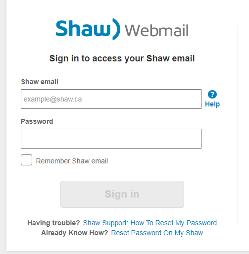 shaw webmail login